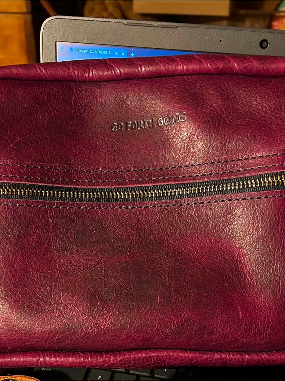 Go Forth Goods Grape Bison Leather Crossbody